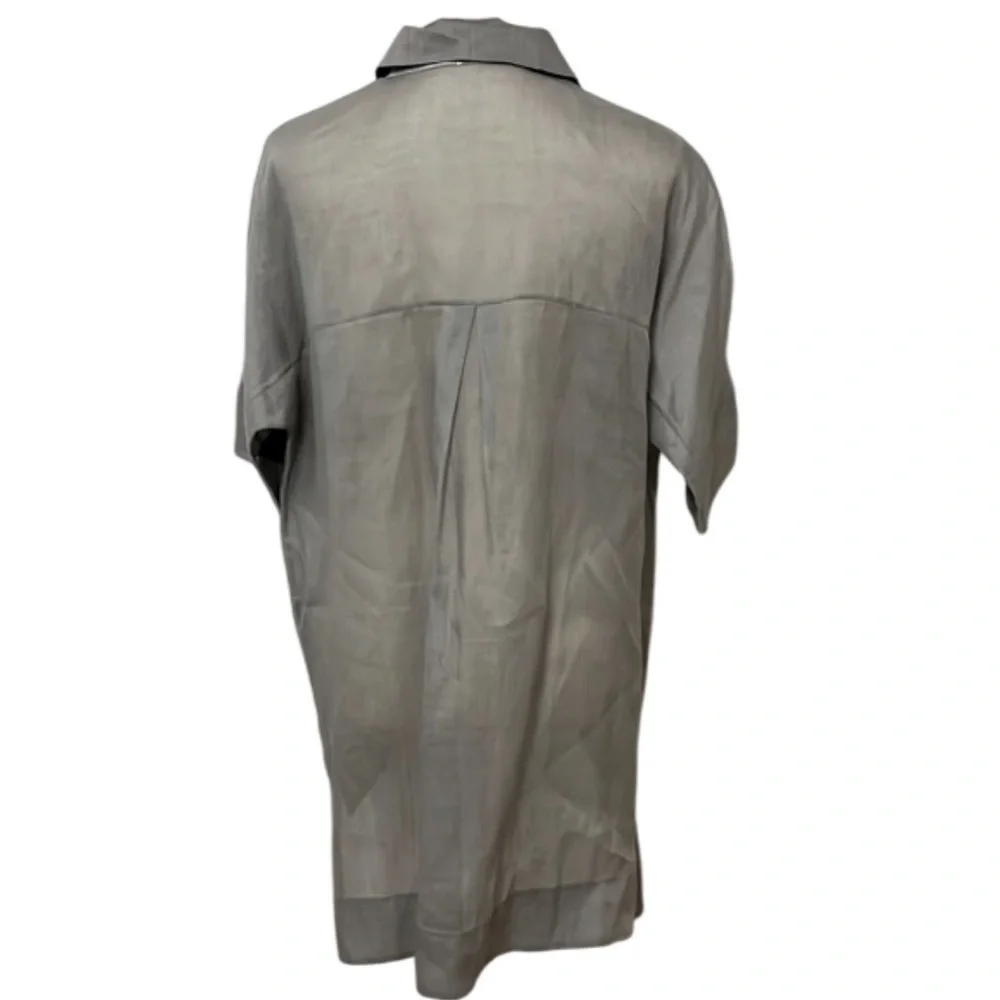 LAFAYETTE 148 New York Andra Semi Sheer Oversized Button Down Shirt- Size S - Picture 2 of 14